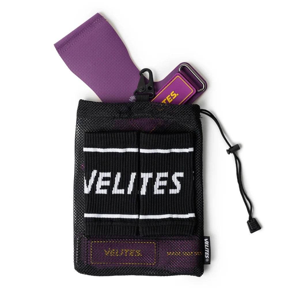 Velites hand grips in purple and mustard