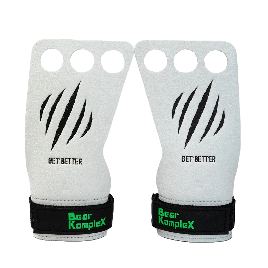 White wrist wraps with black claw design and 'Bear KompleX' branding on a white background