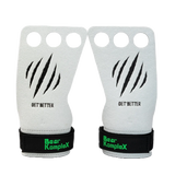 White wrist wraps with black claw design and 'Bear KompleX' branding on a white background