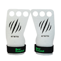 Bear KompleX Pinnacle 3-Hole gymnastics grips in white with claw design