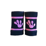 frog sweatbands in purple and pink
