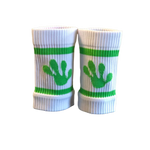 frog sweatbands in white and green