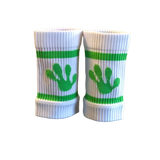 frog sweatbands in white and green