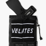 Black Velites pouch with strap and clip on a white background