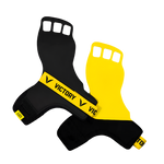 Black and yellow hand grips with 'Victory' branding on a white background