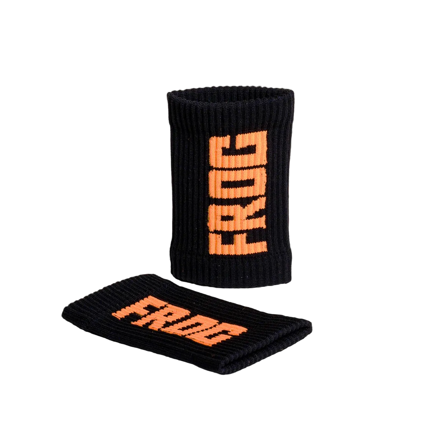 Black Frog Grips sweatbands pair with orange FROG logo