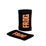 Black Frog Grips sweatbands pair with orange FROG logo