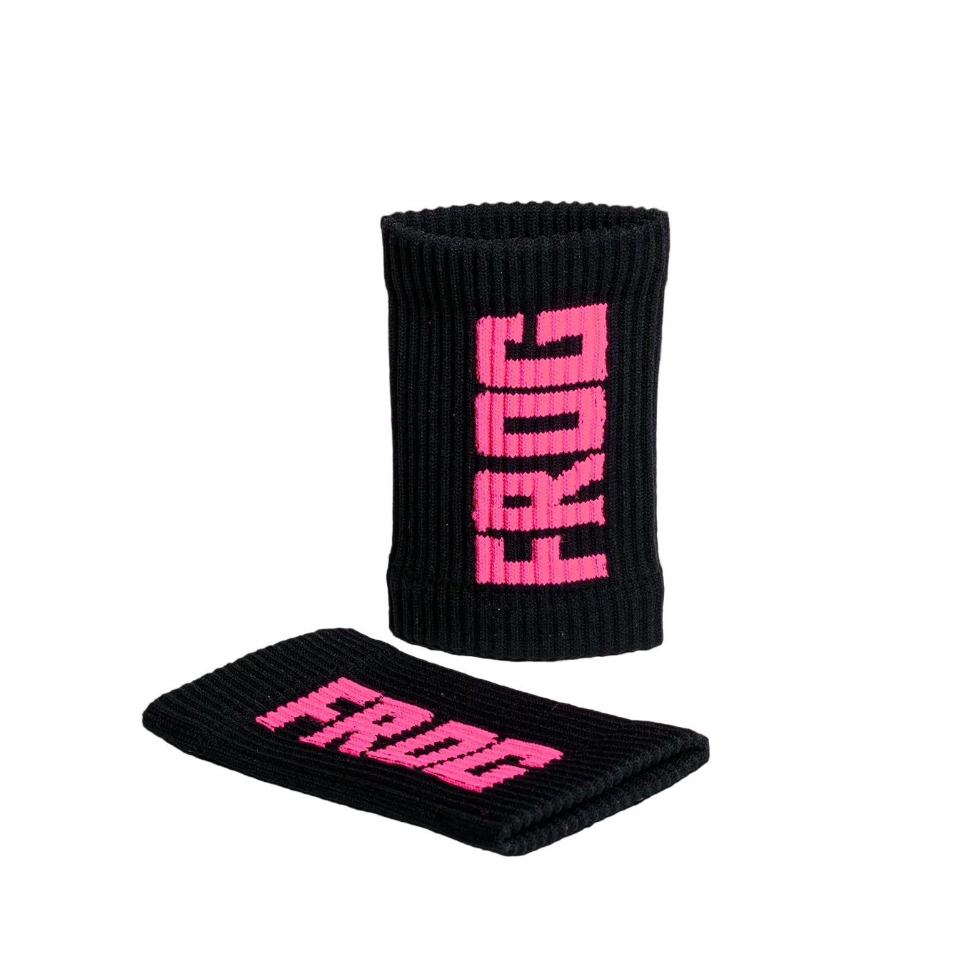 Black Frog Grips sweatbands pair with pink FROG logo