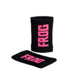 Black Frog Grips sweatbands pair with pink FROG logo