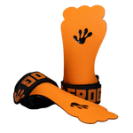 Orange and black grips with the frog grips logo.