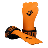Orange and black grips with the frog grips logo.
