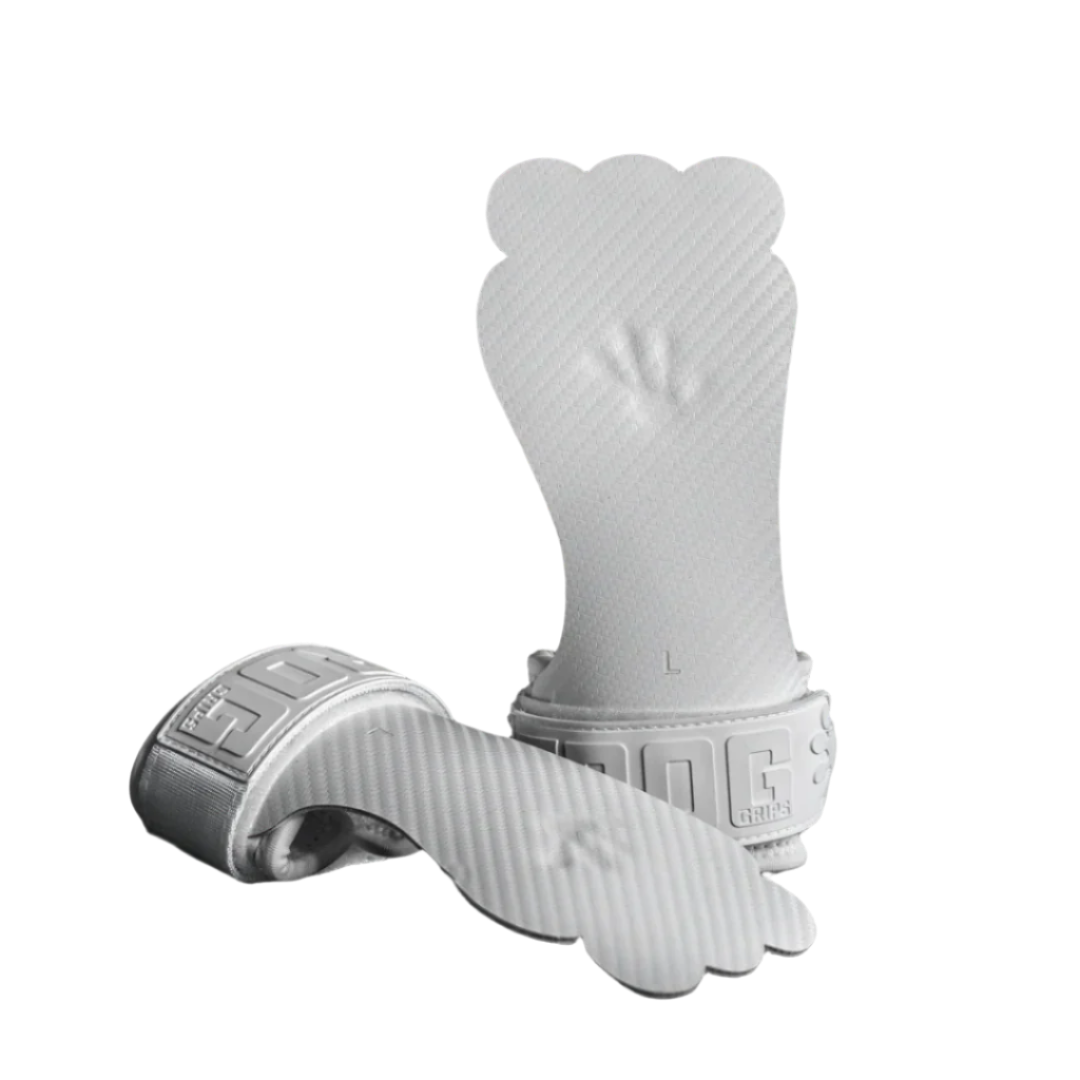 Close-up of white Frog Grips Elite grips showing material detail