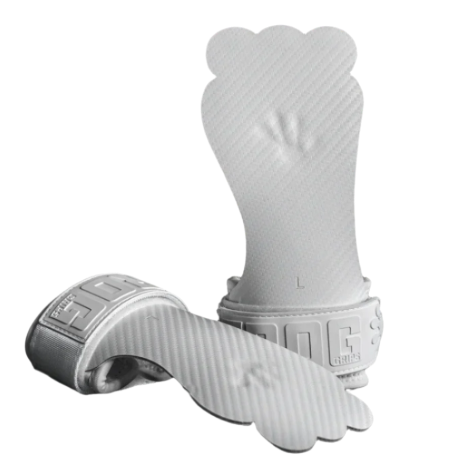 Close-up of white Frog Grips Elite grips showing material detail