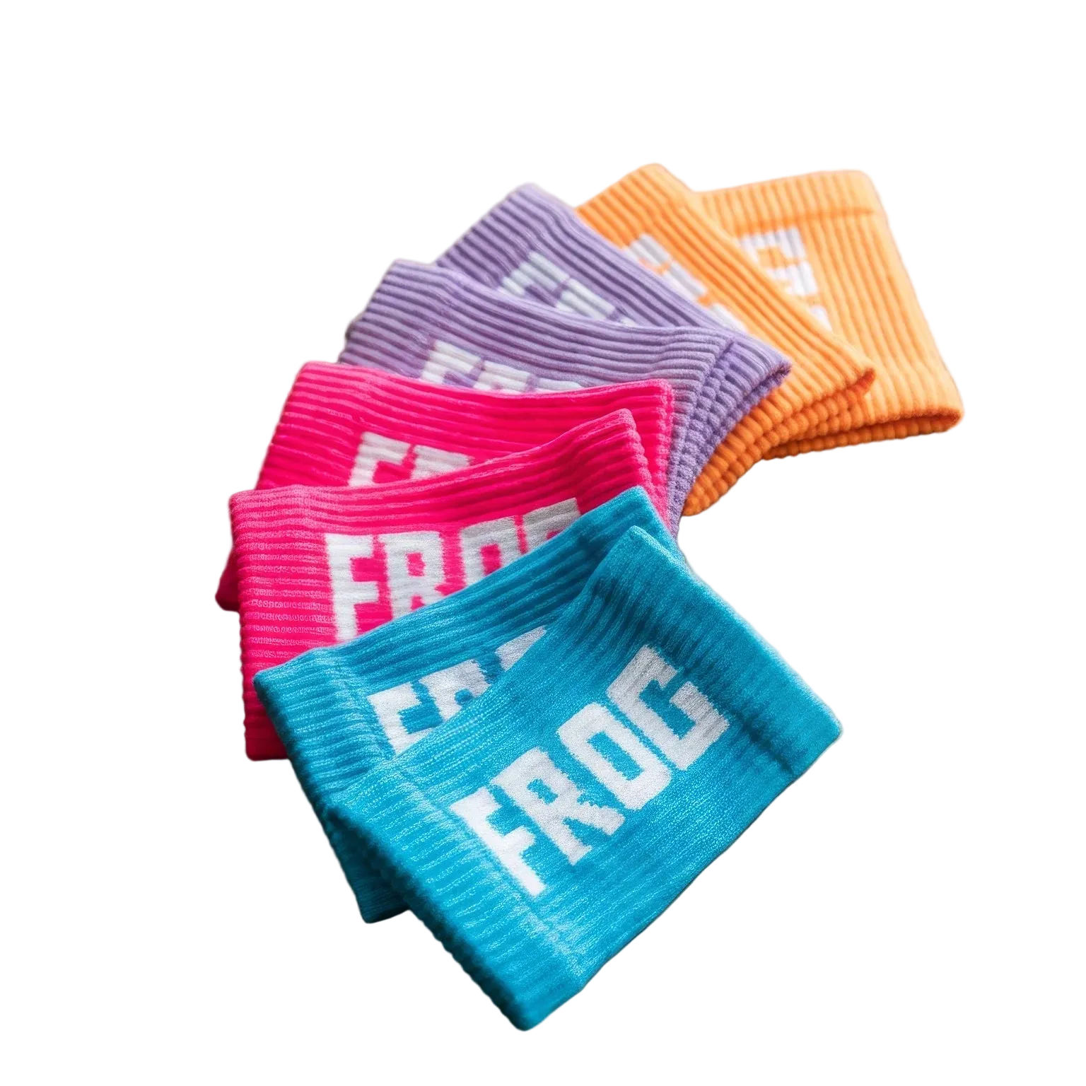 Frog Grips FROG sweatbands stack in blue pink purple and orange