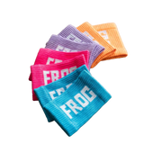 Frog Grips FROG sweatbands stack in blue pink purple and orange