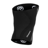 Rehband Rx Knee Sleeve 5mm in black, back view showing pre-shaped fit and Rehband logo - 5mm neoprene support for squats and weightlifting