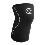 Rehband Rx Knee Sleeve 5mm in black, front view showing the Rehband logo - support for CrossFit, weightlifting and Hyrox