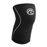 Rehband Rx Knee Sleeve 5mm in black, front view showing the Rehband logo - support for CrossFit, weightlifting and Hyrox