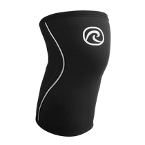 Rehband Rx Knee Sleeve 5mm in black, front view showing the Rehband logo - support for CrossFit, weightlifting and Hyrox