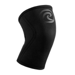 Rehband Rx Knee Sleeve 5mm in all black with tonal Rehband logo - SBR neoprene compression sleeve for lifting and CrossFit