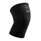 Rehband Rx Knee Sleeve 5mm in all black with tonal Rehband logo - SBR neoprene compression sleeve for lifting and CrossFit