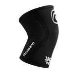 Rehband Rx Knee Sleeve 5mm in black, side view with WORKIT branding - co-branded neoprene knee compression sleeve for CrossFit and lifting
