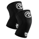 Rehband Rx Knee Sleeves 5mm pair in black with WORKIT branding - co-branded neoprene knee support for CrossFit, weightlifting and Hyrox