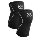 Rehband Rx Knee Sleeves 5mm pair in black with Rehband logo - neoprene knee support sold as a pair for CrossFit, weightlifting and Hyrox