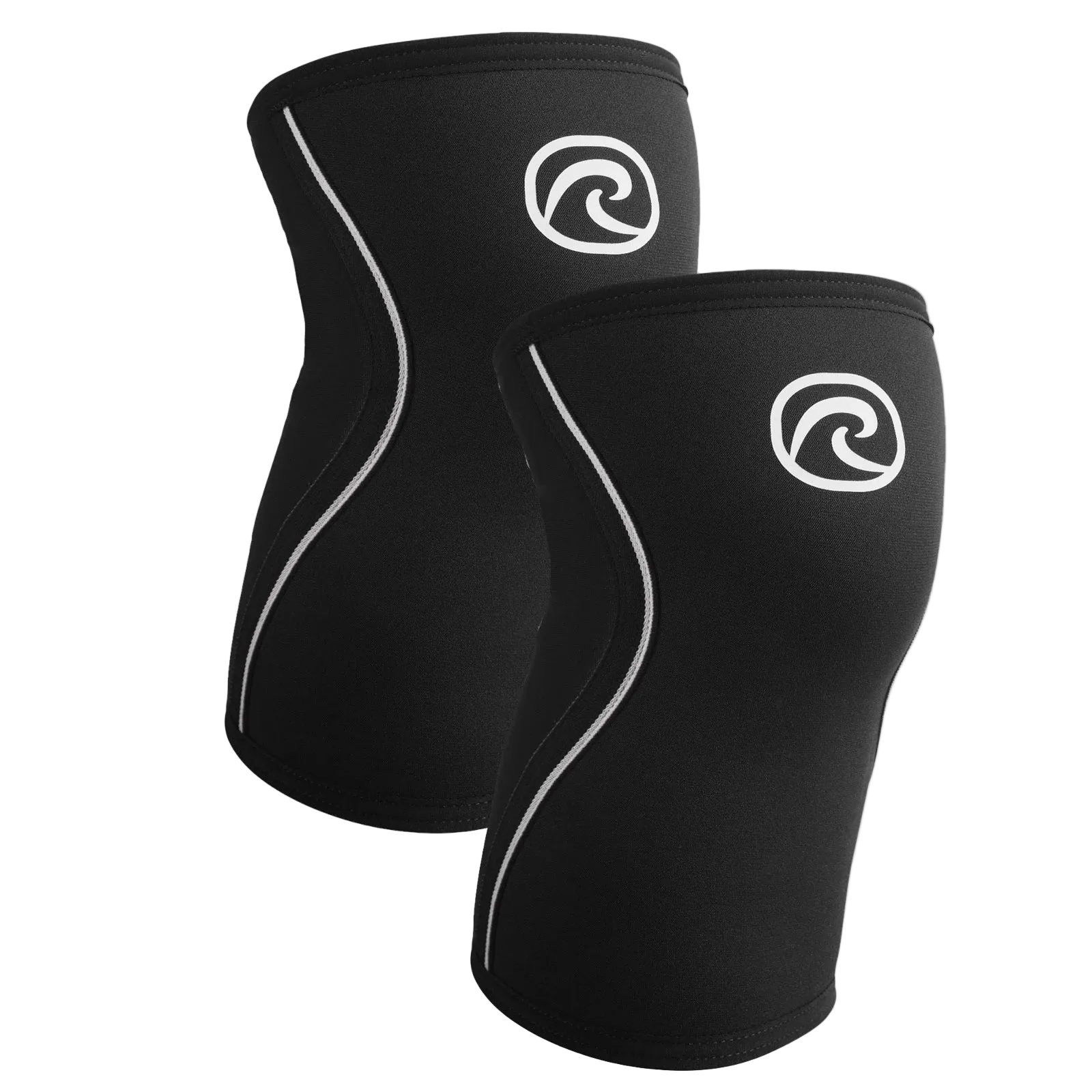 Rehband Rx Knee Sleeves 5mm pair in black with Rehband logo - neoprene knee support sold as a pair for CrossFit, weightlifting and Hyrox