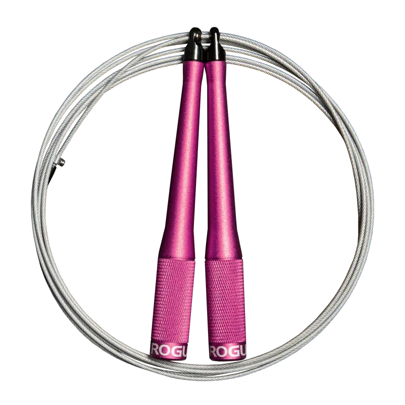 Rogue SR-2 Speed Rope 3.0 in pink – lightweight aluminium CrossFit speed rope with bearing swivel.