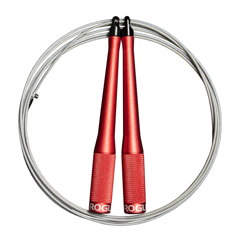 Rogue SR-2 Speed Rope 3.0 red anodised aluminium handle jump rope for CrossFit double-unders and conditioning.
