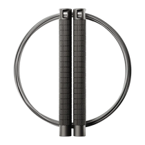 RPM Comp4 competition speed rope with black knurled aluminium handles and bare steel cable for CrossFit double-unders