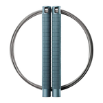 RPM Comp4 competition speed rope with steel blue knurled aluminium handles and bare steel cable for CrossFit double-unders