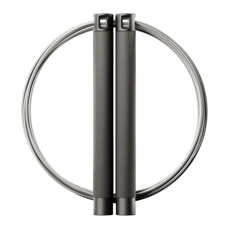 RPM Session4 speed rope with black knurled aluminium handles and steel cable for CrossFit double-unders