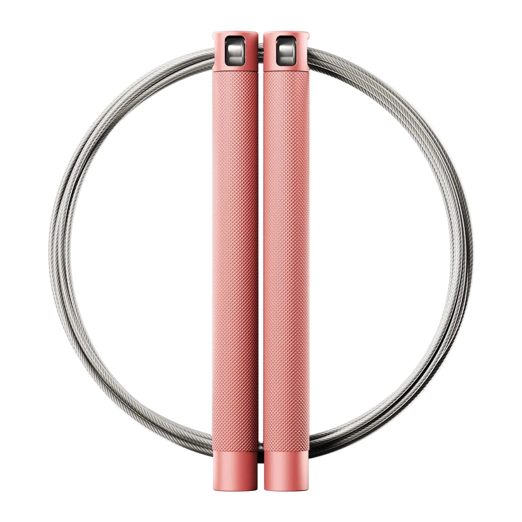 RPM Session4 speed rope with rose pink knurled aluminium handles and steel cable for CrossFit double-unders