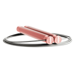 RPM Session4 speed rope in rose pink with knurled aluminium handles and RPM logo end caps for CrossFit