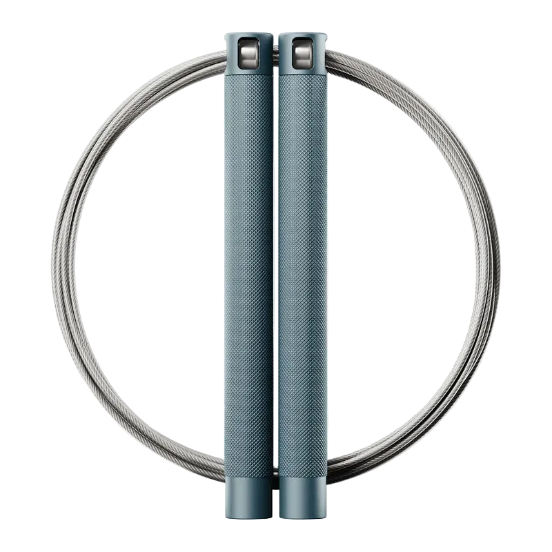 RPM Session4 speed rope in steel blue with coiled steel cable for CrossFit double-unders and skipping workouts 