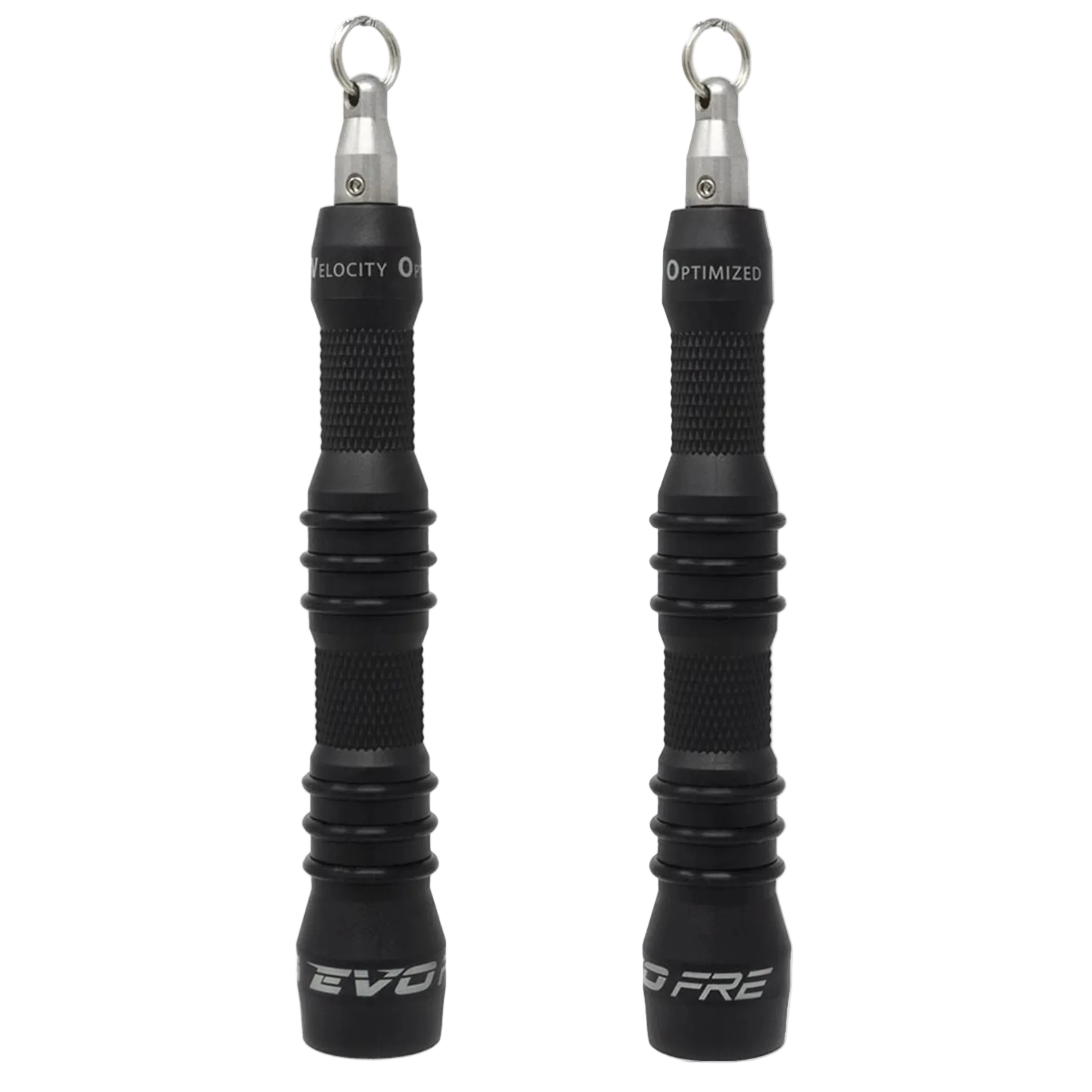RX Smart Gear EVO FRE handles in black, high-impact polymer lightweight speed rope handles for travel and daily training
