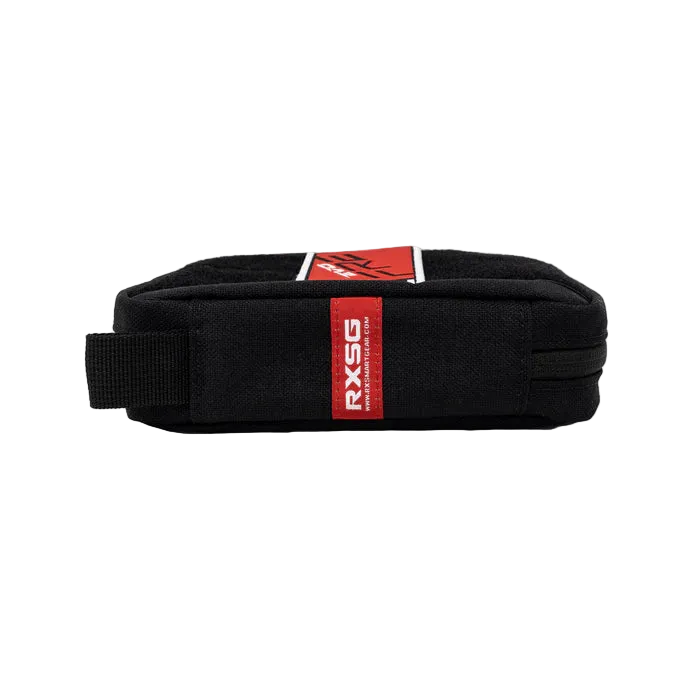 Side view of Rx Smart Gear FRE Rope Case showing RXSG branded strap - rugged tactical jump rope storage pouch for EVO G2 Speed Rope, Evo Fre and FREVO ropes