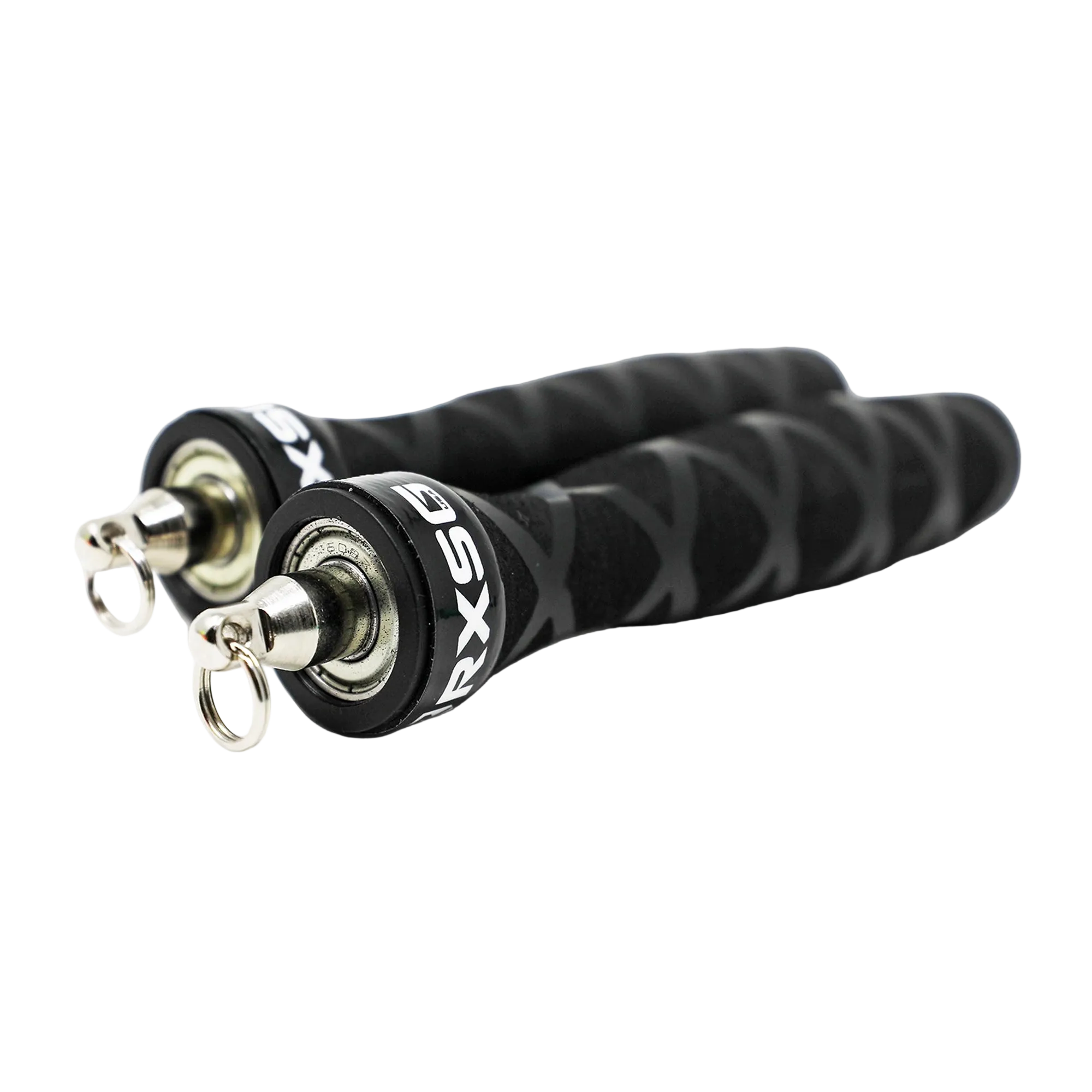 Close-up of Rx Smart Gear Rx Jump Rope 2.0 Standard handles showing patented bearing system