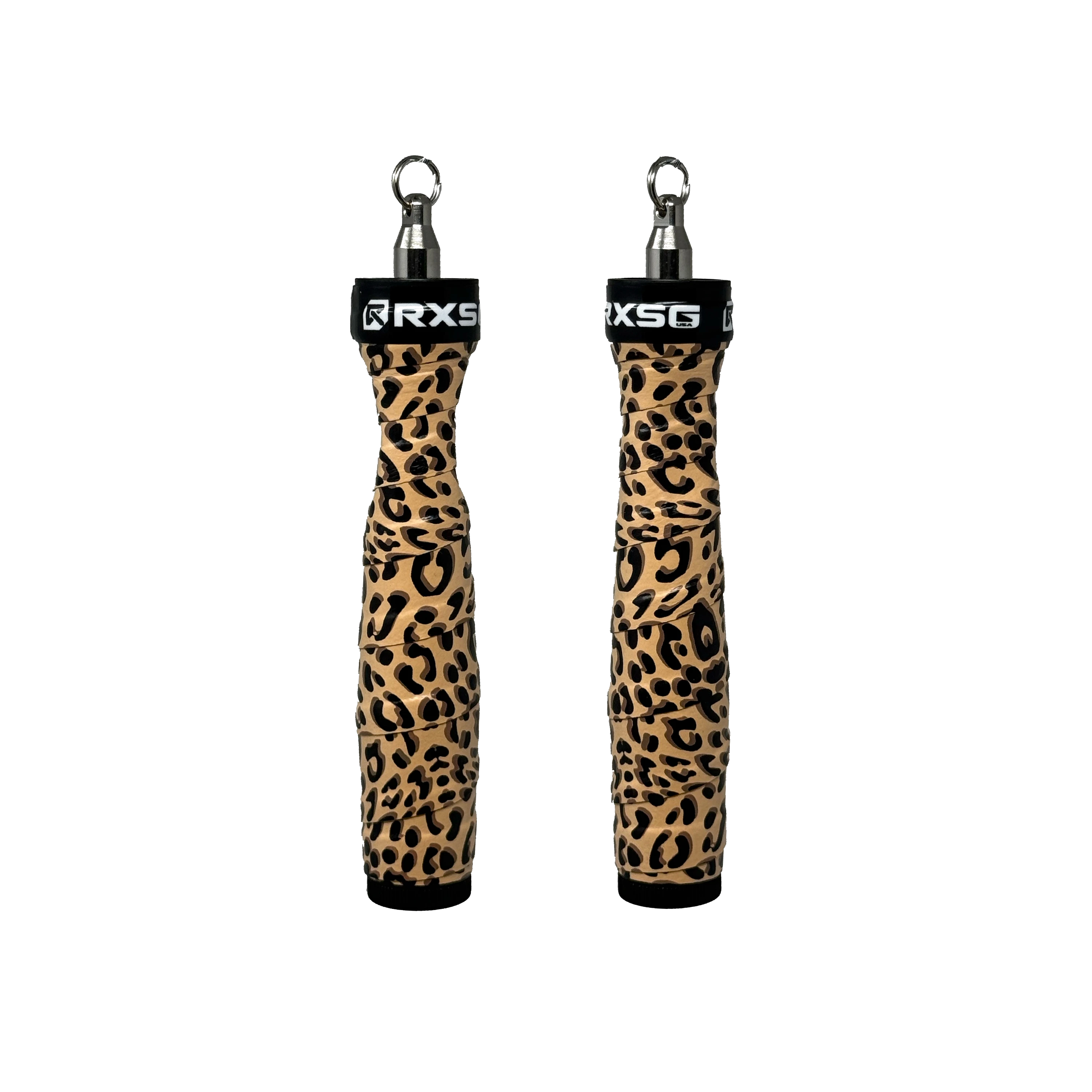 Rx Smart Gear Rx Jump Rope 2.0 Handles in Leopard print - lightweight CrossFit speed rope handles with EVO swivel bearing for double-unders 