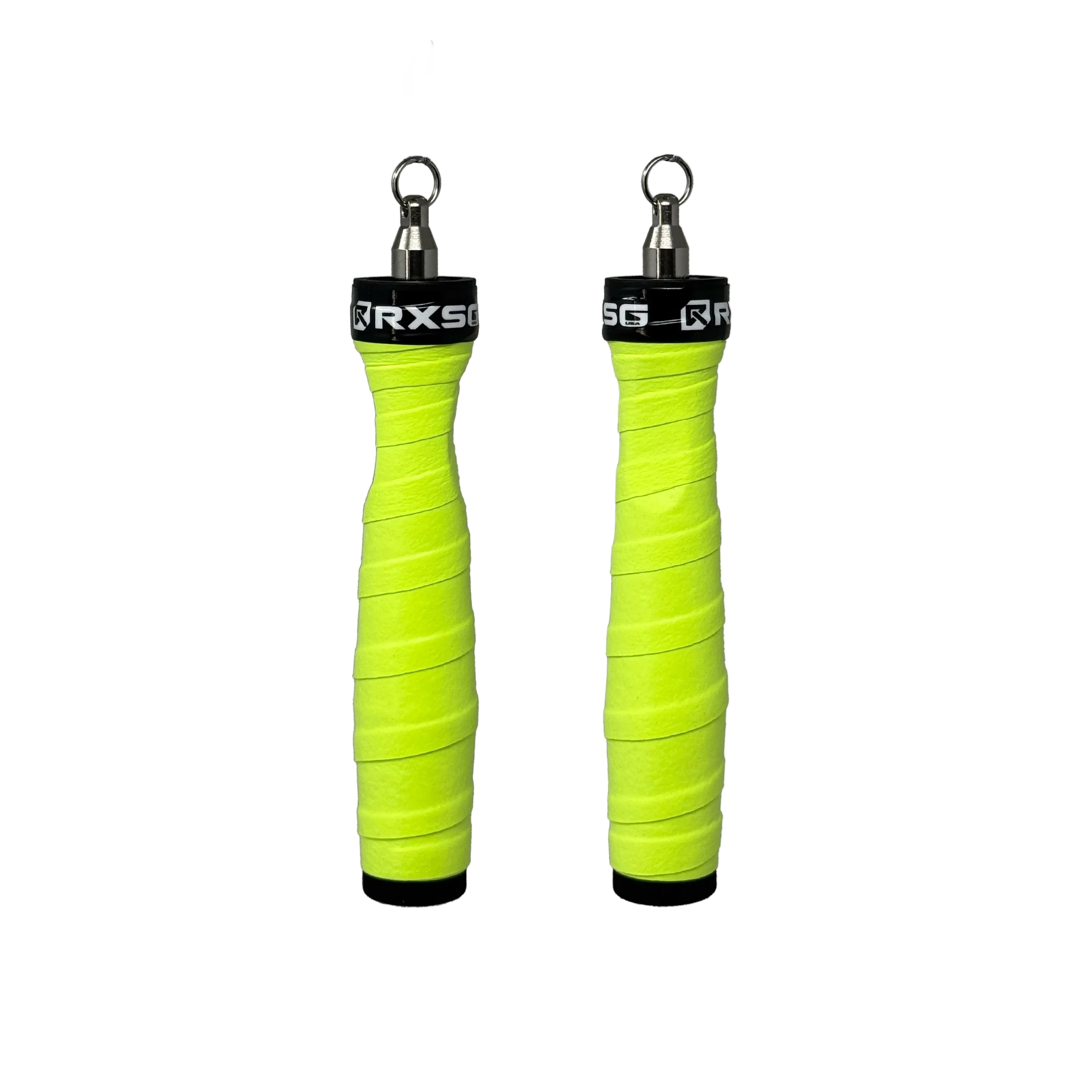 Rx Smart Gear Rx Jump Rope 2.0 Handles in Neon Yellow - lightweight CrossFit speed rope handles with EVO swivel bearing for double-unders