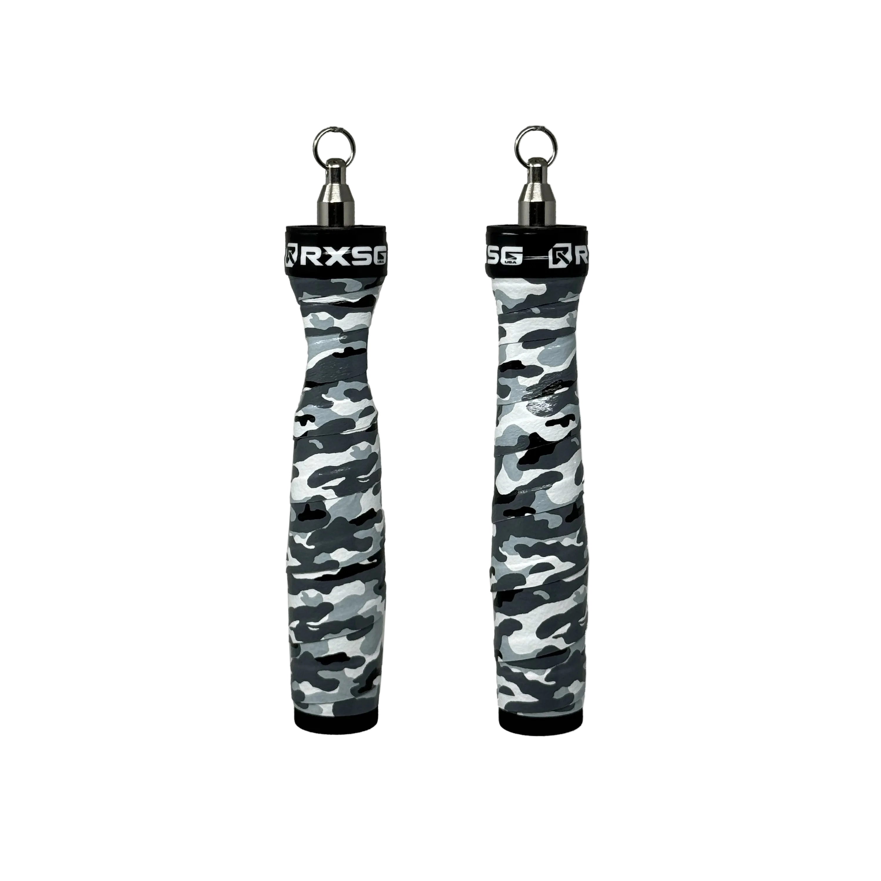 Rx Smart Gear Rx Jump Rope 2.0 Handles in Snow Camo - lightweight CrossFit speed rope handles with EVO swivel bearing for double-unders