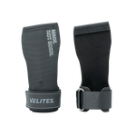 Front and back view of black Velites All Terrain CrossFit gymnastic grips