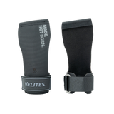 Front and back view of black Velites All Terrain CrossFit gymnastic grips