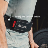 Velites Lifting Belt strong and durable velcro closure shown on athlete during CrossFit weightlifting workout in gym