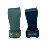 Front and back view of green Velites Quad Ultra no chalk CrossFit grips