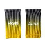 Pair of Velites PRVN edition fabric wristbands in charcoal-to-mustard vertical fade