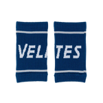 Pair of blue Velites fabric wristbands for CrossFit grips