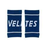 Pair of blue Velites fabric wristbands for CrossFit grips